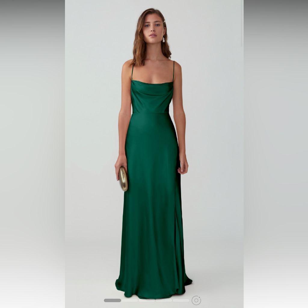 Fame And Partners Strappy Draped Gown In Forest